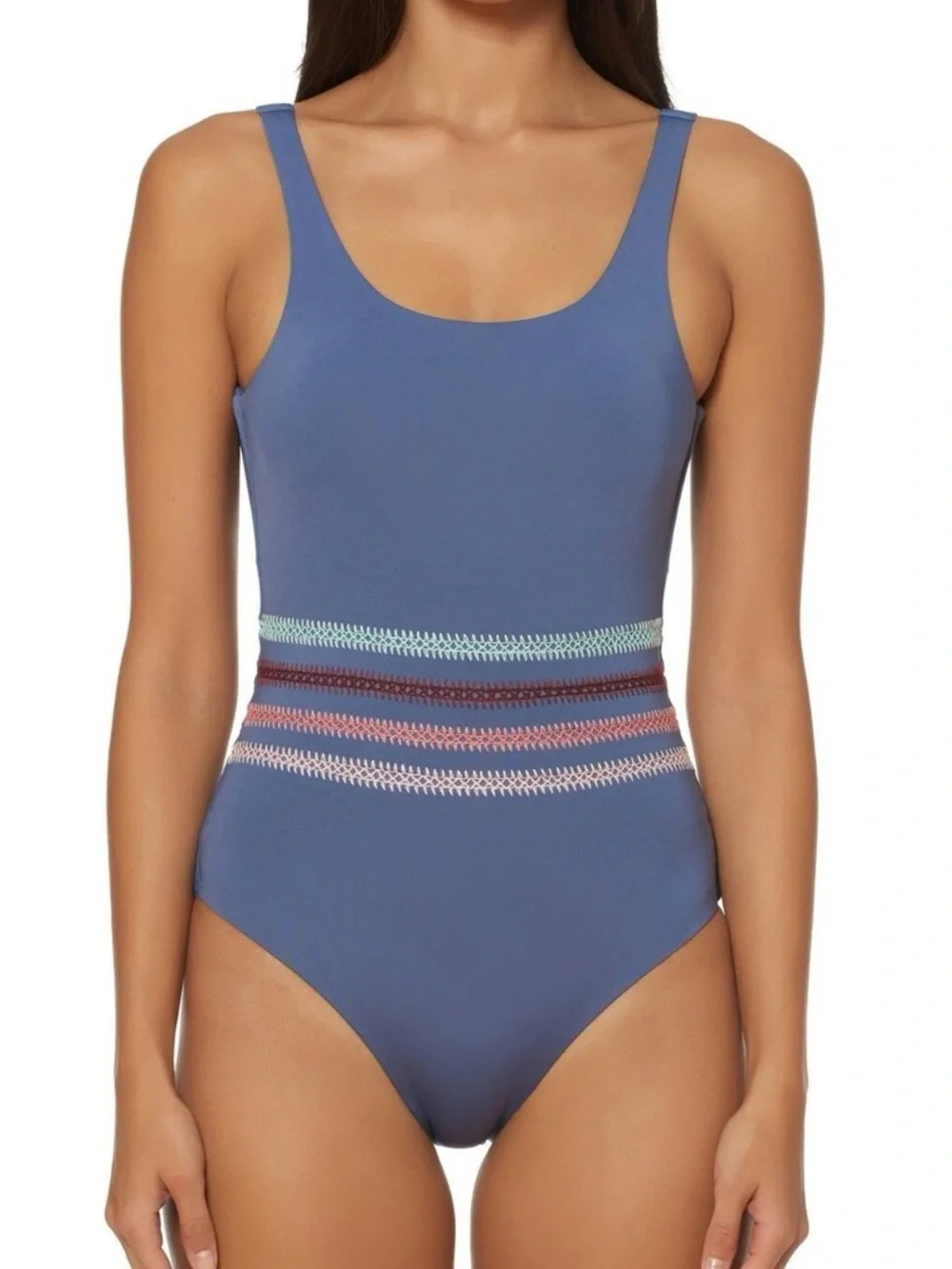 Dolce Vita Kokomo Dusty Blue Scoop Back Embroidered One Piece S